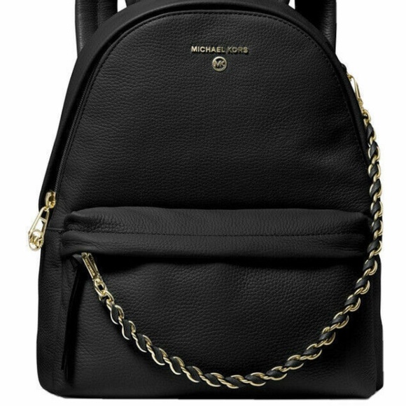 NWT Michael Kors Slater Medium Backpack Black/Gold Original Packaging